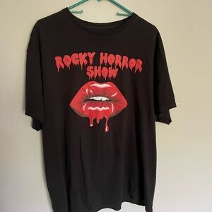 Rocky Horror Show Black T-Shirt with Red Lips Graphic